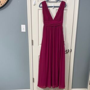 Lulu's Deep Magenta Maxi Dress bridesmaid Mother of The Bride Prom Luxury